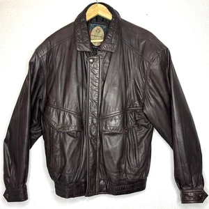 Vintage Members Only Lederjacke braun Bomber Mantel Qualitätsleder 80er Jahre Herren L " - Bild 1 von 17
