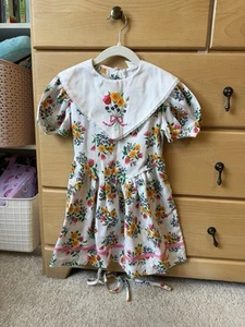 Vestido Vintage Años 80 90 Floral Cintura Caída Niña Niños Talla 5/6 - Imagen 1 de 4