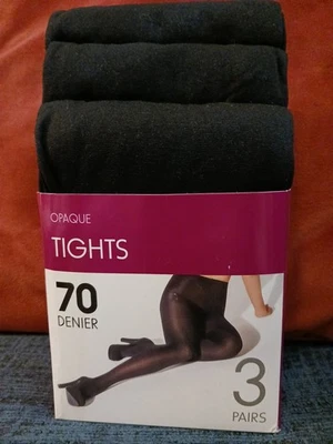 3 Pairs of KMART AUSTRALIA LIMITED 70 Denier Tights Black Opaque XTall  - Image 1 of 4