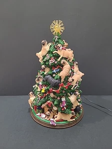 Árbol de Navidad iluminado Danbury Mint Pug perro decoración navideña con estrella y caja - Imagen 1 de 14