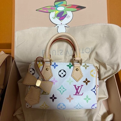 NEW LV × TM speedy 25 Louis Vuitton Takashi Murakami Multicolore Blanc w/Box etc - Image 1 of 4