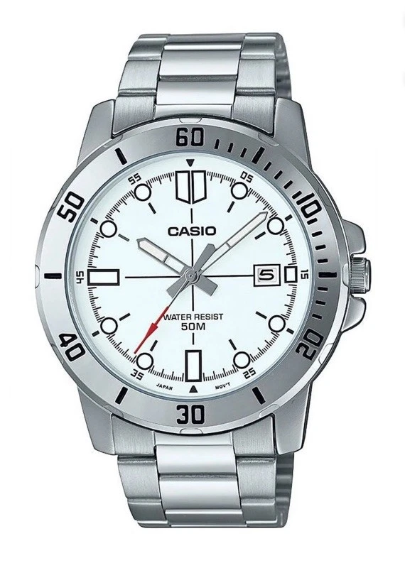 CASIO MTP-VD01 Quartz Analog Watch Gray Dial Rubber Strap JAPAN