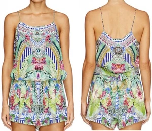 Camilla Playsuit Medium Shoestring Strap 100% Silk Bahia Bliss - Picture 1 of 12