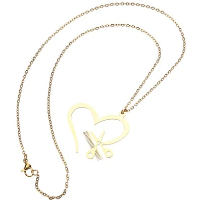 Herz Halskette Frauen Schere Halskette Kamm Anhänger Halskette Friseur Juwely - Bild 1 von 4