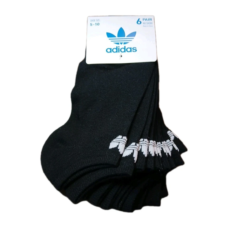 ADIDAS Women's No-Show 6 Pairs Black Socks - Athletic / Sports - Size 5-10 - Image 1 of 3