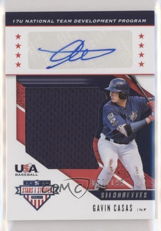 2019 Panini USA Baseball Stars & Stripes Jerseys /199 Gavin Casas #USA-CV Auto - Image 1 of 2