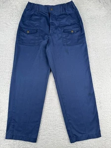 VINTAGE Boy Scout Pants Boys 8 Blue Cargo Cub Cotton Twill Elastic Waist 26x26 - Picture 1 of 15