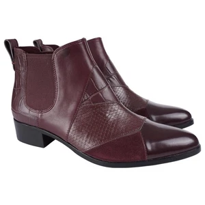 Botines COACH Mujer Suffolk 8.5B Cuero Rojo Sangre de Buey Retazos Tacón Bloque - Imagen 1 de 13
