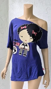 Camiseta Top De Colección Y2K Harajuku Lovers Azul Fuera de los Hombros Gwen Stefani Pequeña - Imagen 1 de 4