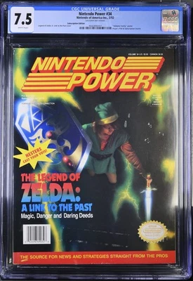 RARE Nintendo Power Vol. 34 Legend of Zelda Link to the Past w/ Poster - CGC 7.5 - Image 1 of 2