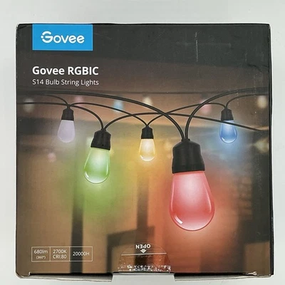 Govee RGBIC S14 Dimmable Bulb String Lights 48 FT Waterproof Model H7015 - Image 1 of 4