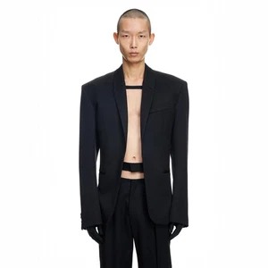 Blazer uomo Thierry Mugler X H&M lana nero nuovo senza etichetta taglia EU58/US48R - Foto 1 di 9
