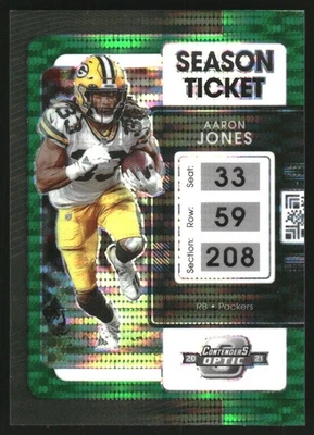 2021 Panini Contenders Optic Green Pulsar #35 Aaron Jones /30 - Image 1 of 2