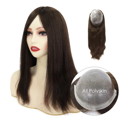 Topper  for Women Top Pieces Remy Human Hair Poly Skin Knotted Hair TP22 18'' - Image 1 of 4