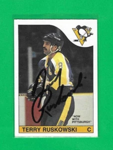 TERRY RUSKOWSKI 1985-86 O-PEE-CHEE PITTSBURGH PENGUINS AUTOGRAPH CARD - Picture 1 of 1