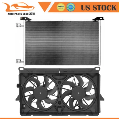 AC Condenser and Cooling Fan Assembly Fit for 2007 2008-2014 Cadillac Escalade - Image 1 of 4