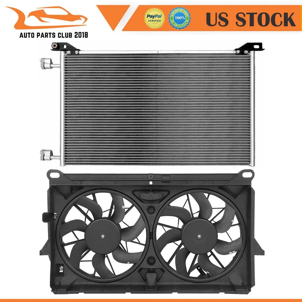 AC Condenser and Cooling Fan Assembly Fit for 2007 2008-2014 Cadillac Escalade - Изображение 1 из 4