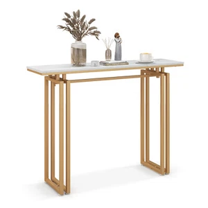 43.5" Console Table Faux Marble Entryway Sofa Table with Metal Legs Living Room - Picture 1 of 9