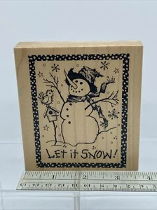 LET IT SNOW - SNOWMAN with BIRD BIRDHOUSE Christmas Rubber Stamp by PSX - K-1810 - Picture 1 of 5