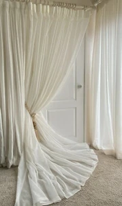 Sheers Voile Vorhänge 115 Zoll B 126 Zoll T Creme Netze Extra Lang 3,2 m ~ Weitere Größen verfügbar. - Bild 1 von 8