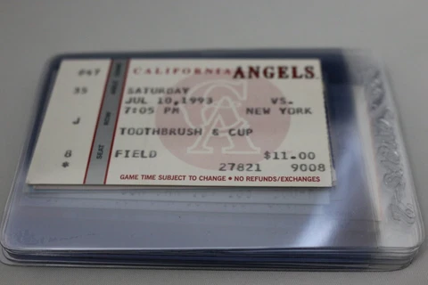TICKET California Angels vs New York Yankees July 10 1993 Seat 8 Tim Salmon HR Cover
