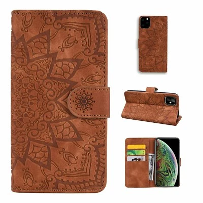 Funda tipo billetera de cuero abatible en relieve para iPhone 16 15 Pro Max 14 13 12 11 XR 8 7 Foto 1 de 4