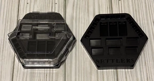 Solid Factory Hexagon Organizers BLACK Set/6 w Lids Storage Holds Wood Catan Pcs - Picture 1 of 3