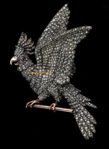 Diamond Birds Brooches Men's Wedding Jewelry Sterling Silver Vintage Jewelry - Picture 1 of 1