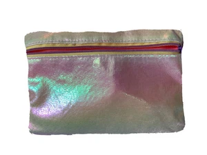 Beautiful Iridescent Makeup Bag or Clutch Zip Pouch 7.25” X 5” Pink Lining - Picture 1 of 6