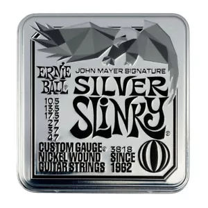 Cuerdas de guitarra Ernie Ball John Mayer Silver Slinky 10,5-47, paquete de 3 latas (NUEVO) - Imagen 1 de 3