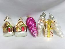 Lot/6 – (NWT) MARTHA STEWART Hand-Blown Glittered Glass Christmas Ornaments