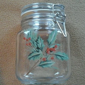 Vintage Holiday Glass Locking Candy Jar Canister made in Indonesia - Picture 1 of 5