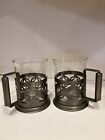  2 Villeroy Boch Brasseria metal and glass coffee cups  NEW in box with tags