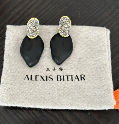 100% Подлинный Alexis Bittar Solanales черный люцит и кристалл озеро серьги - Изображение 1 из 4