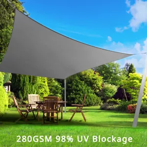 Commercial Shade Sail Canopy Awning 6x8m Waterproof 280GSM 98% UV Blockage Grey - Picture 1 of 7