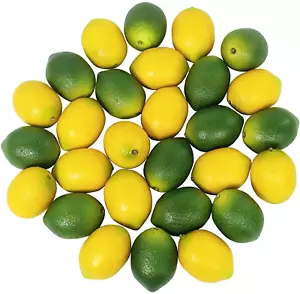 28 Pcs Fake Lemon Artificial Fruits Vivid Green and Yellow Lemon Mixed Set Lifel - Picture 1 of 12