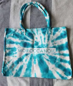 Moroccan Oil Tie Dye Extra Large Beach Canvas Tote Bag - Turquoise & White - New - Bild 1 von 3