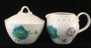 Vintage Irokesen Intaglio BLAUE DAHLIE Milchkännchen & Zuckerdeckel Ben Seibel Design - Bild 1 von 12