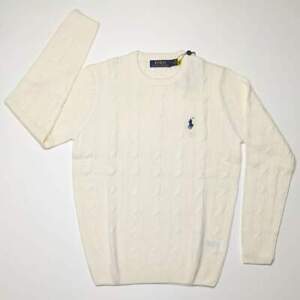 Mens 100% Cotton Cable Crew Neck Polo Ralph Lauren Sweater(S M L XL 2XL)