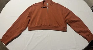 Felpa donna Levi’s Crop Top Cosmo 1/4 zip in grande marrone argilla cotta - Foto 1 di 6
