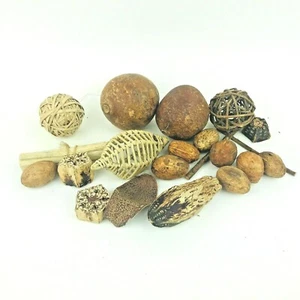 Decorative Vase Bowl Filler Faux Wood Fruit Nuts Raffia Natural Cork Home Decor - Picture 1 of 10