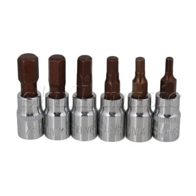 6 pcs S2 Alloy Steel Metric 1/4"" Drive Hex Bit Sockets Set for Parbuckle Screw - Image 1 of 4