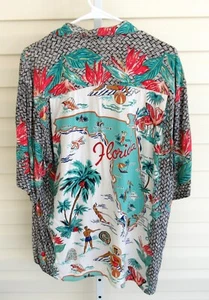 Camisa grande de rayón hawaiano con mapa de Florida Reyn Spooner para hombre en muy buena condición - Imagen 1 de 5