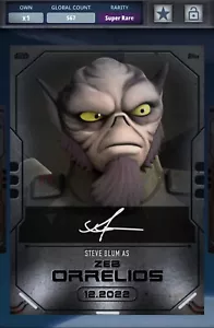 DIGITAL Topps Star Wars Card Trader SR COTM Zeb Orrelios STEVE BLUM SIGNATURE 10 - Picture 1 of 3