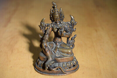 Statue Figur Messing-Bronze Parvati Hindu Gottheit H:12cm B:9cm T:9 477g Vintage • 59€