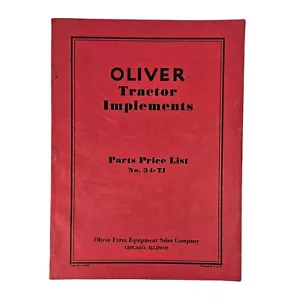 Oliver Tractor Implements Parts Price List 34-TI and Supplement Original RARE - Picture 1 of 19