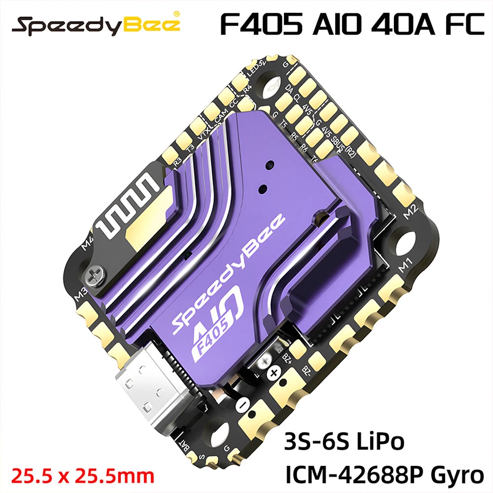 SpeedyBee F405 AIO 40A Flight Controller FC For 2-4" Ultra-Light 5" FPV Drones - Image 1 of 4