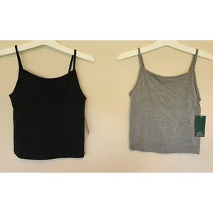 LOT of 2 - Wild Fable Women's Square Neck Cami Crop Tank Top XS Black & Gray NWT - Picture 1 of 12