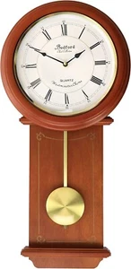 Bedford OLIVIA 24.5" Cherry Wood Chiming Swinging Pendulum Wall Clock w 4 Chimes - Picture 1 of 7