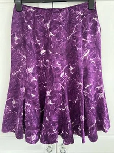 Zara Ladies Silk Skirt Size 12 Euro 40 Purple Floral Fluted Hem Lined Party - Picture 1 of 6